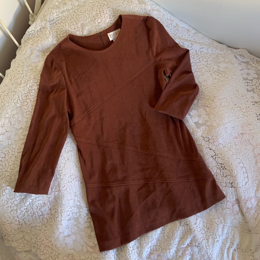 Vintage Bremmer Jeremy Scott brown faux suede dress